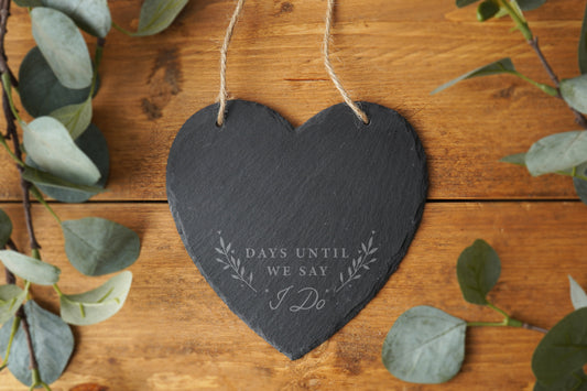 Wedding Countdown Large Slate Heart Hanger