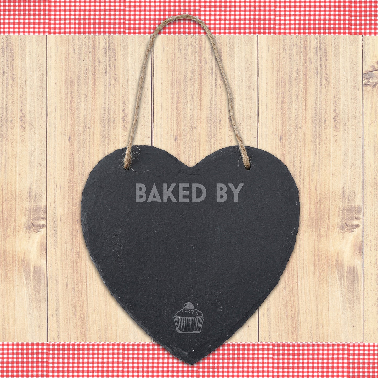 'Baked By...' Large Slate Heart Chalkboard