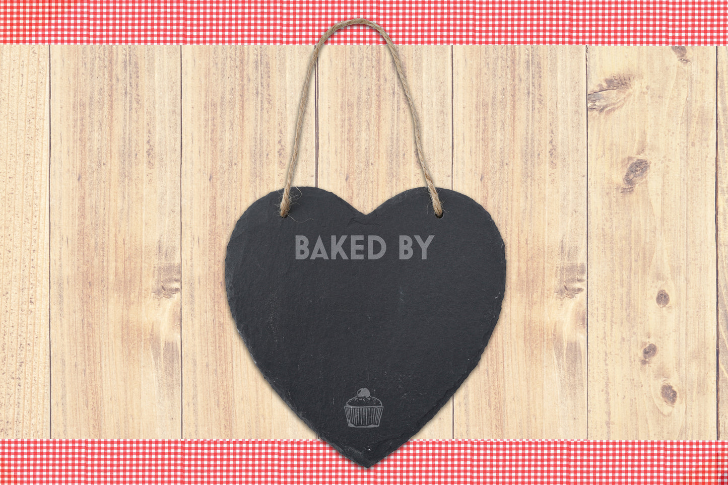 'Baked By...' Large Slate Heart Chalkboard