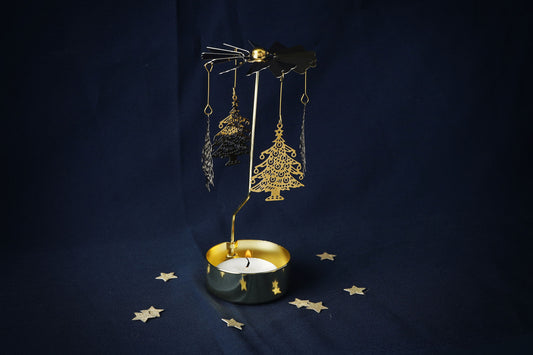Gold Christmas Tree Tealight Spinner | Festive Decoration | Home Decor | Christmas