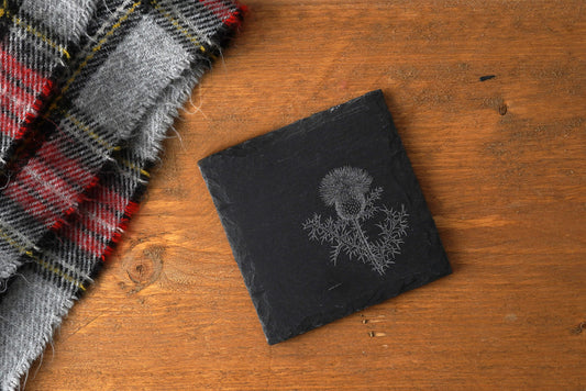 The Highlands Thistle Square Slate Coaster