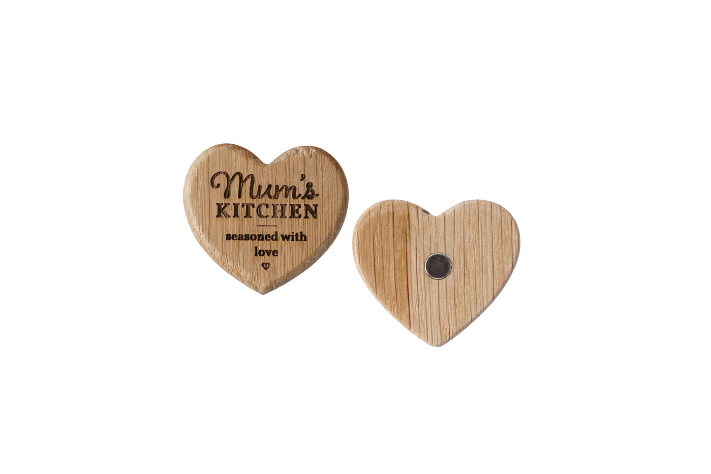 Loft 'Mum's Kitchen' Oak Heart Magnet