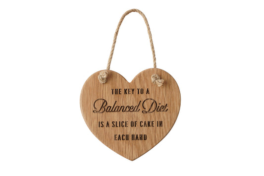 Loft 'A Balanced Diet Is...' Oak Hanging Heart