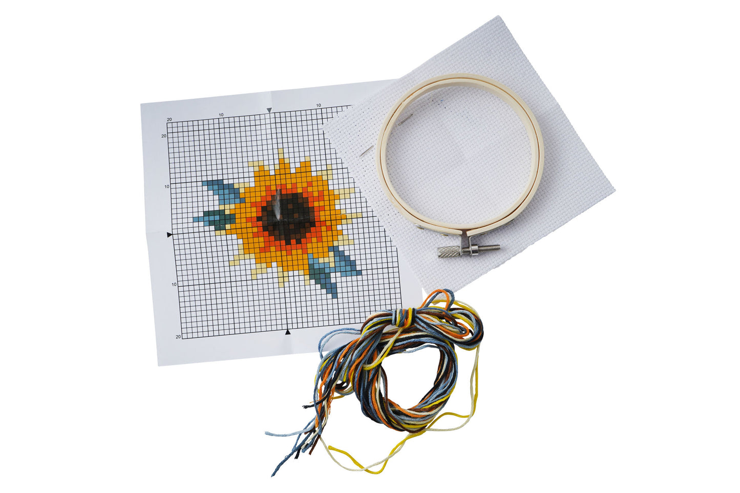 The Beekeeper Sunflower Cross Stitch in Display