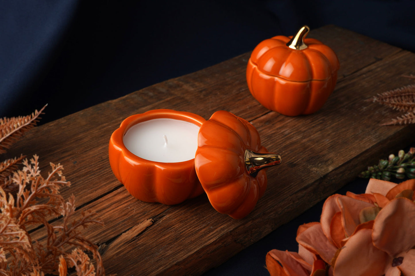 Snuggle Season Orange Pumpkin Ceramic Tealight