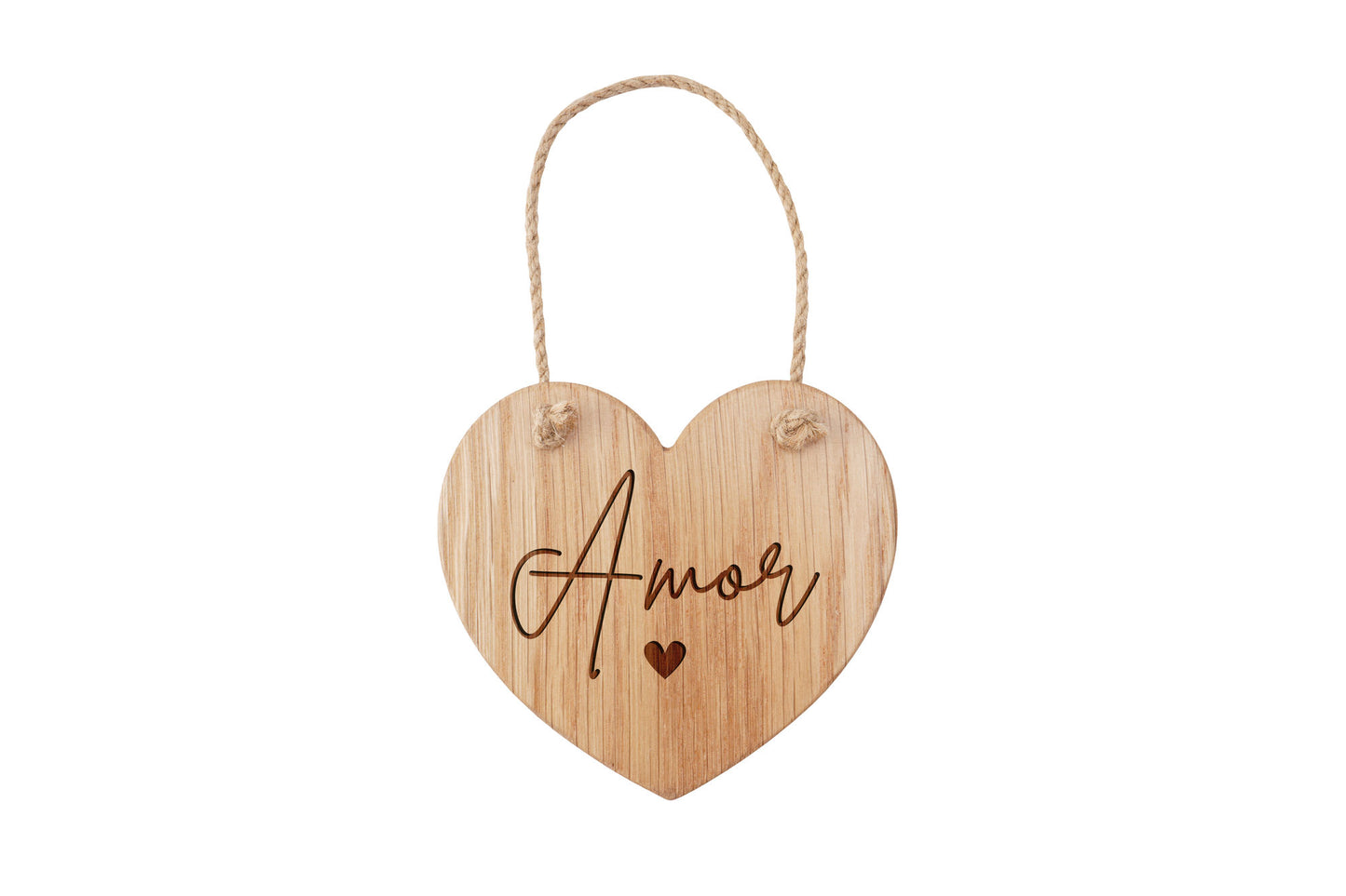 'Amor' Oak Heart Hanger