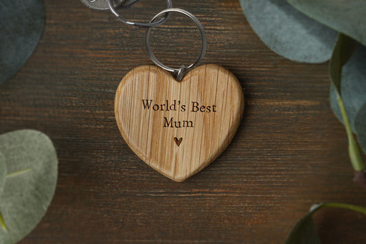 Send With Love 'Best Mum' Oak Heart Keyring