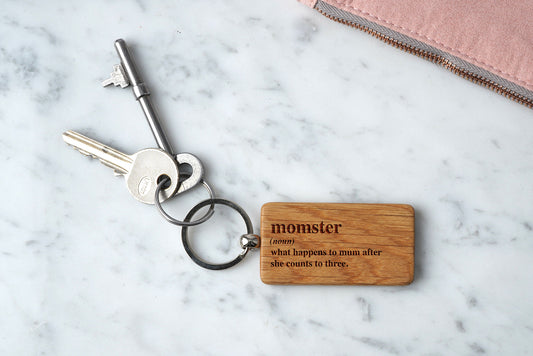 Loft 'Momster' Oak Rectangular Keyring