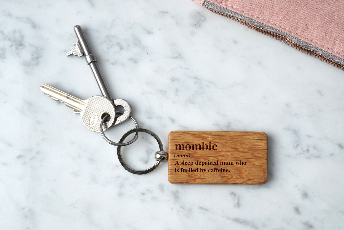 Loft 'Mombie' Oak Rectangular Keyring