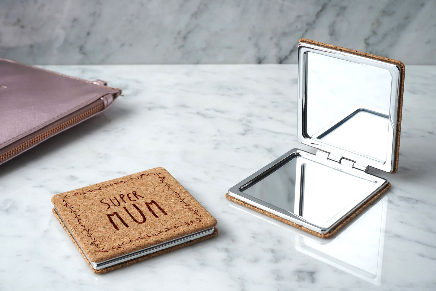 'Super Mum' Cork Compact Mirror