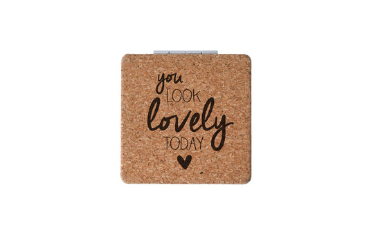 'You Look Lovely Today' Cork Compact Mirror