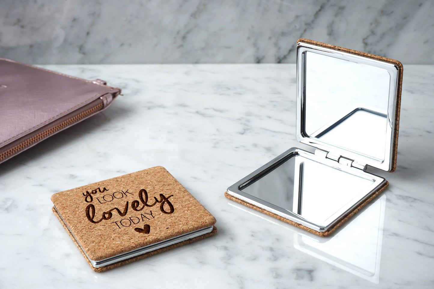 'You Look Lovely Today' Cork Compact Mirror