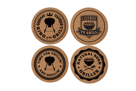 Loft 4 Asst BBQ Round Cork Coasters