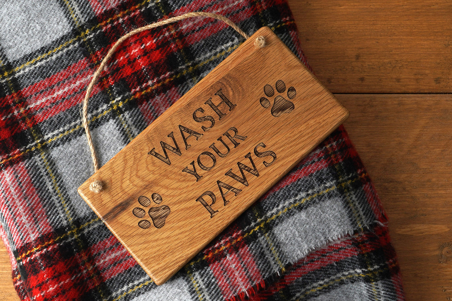 Loft 'Wash Your Paws' Oak Hanging Sign