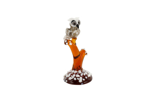 Artisan Glass Owl In Tree In Gift Box | Collectable | Glass Animal | Home Decor