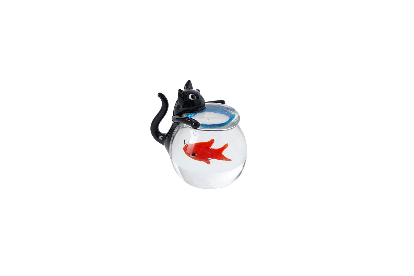 Glass Black Cat with Fish Bowl Figurine | Gift Boxed | Collectable Ornament | Decorative | Home Accessory | Gift For All