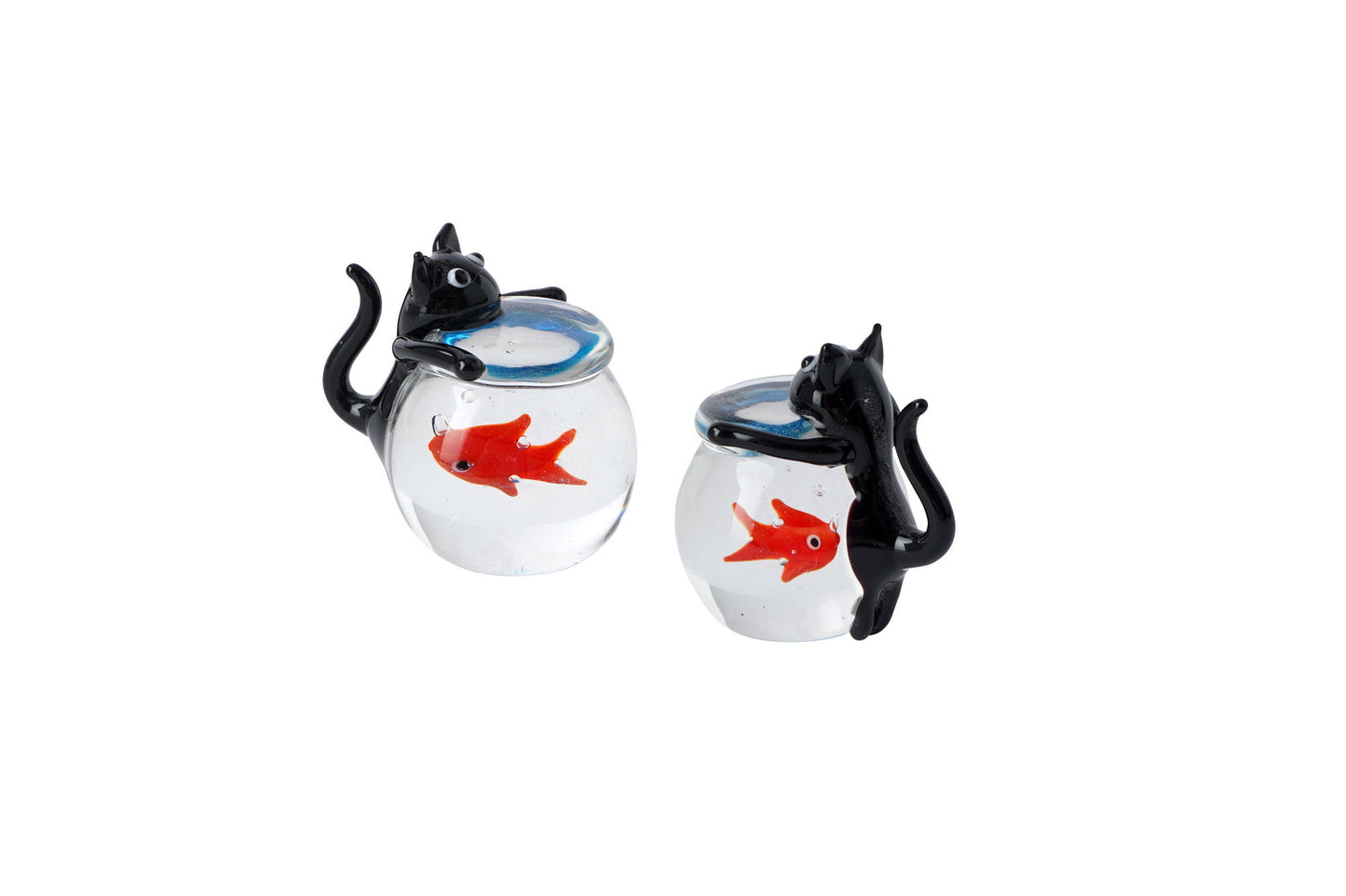 Glass Black Cat with Fish Bowl Figurine | Gift Boxed | Collectable Ornament | Decorative | Home Accessory | Gift For All