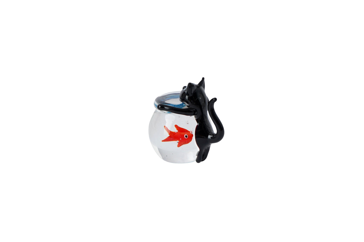 Glass Black Cat with Fish Bowl Figurine | Gift Boxed | Collectable Ornament | Decorative | Home Accessory | Gift For All