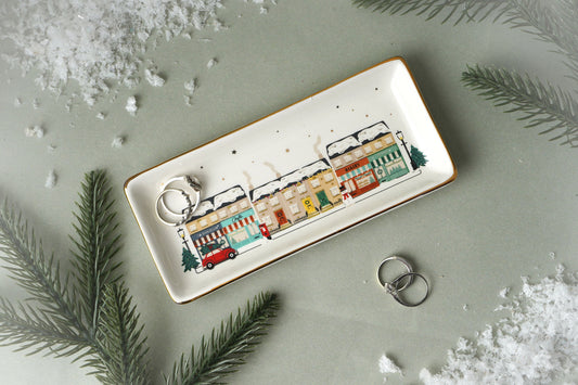 Winter Robin Christmas Ceramic Tray