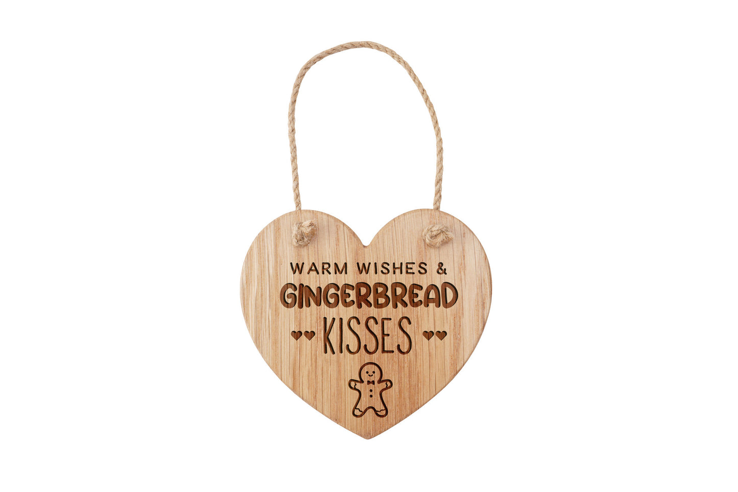 Christmas Oak Heart Hanger - 'Gingerbread Kisses' | Christmas Hanger | FEstive | Home Decor | Homeware