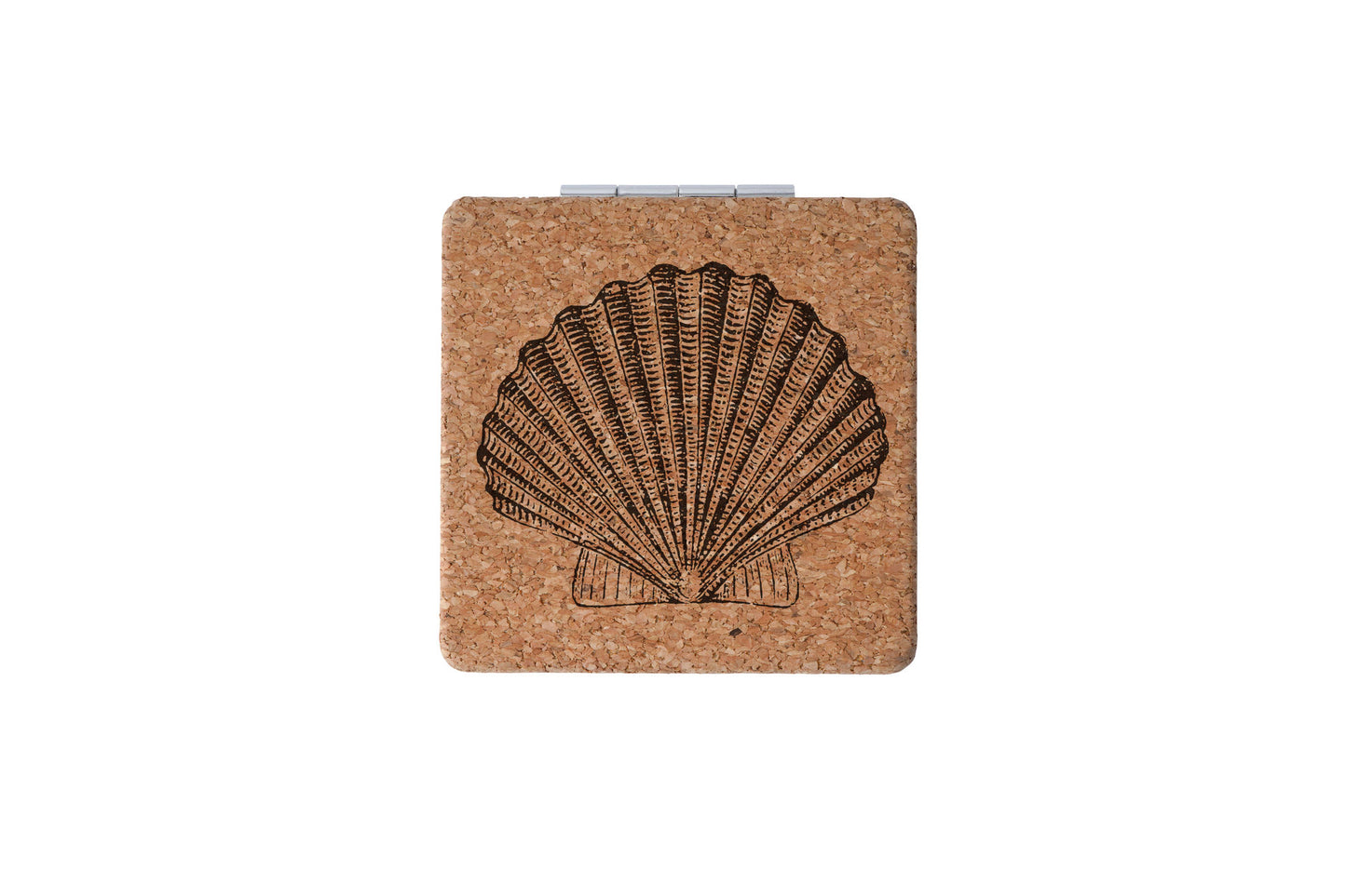 'Shell' Square Cork Compact Mirror