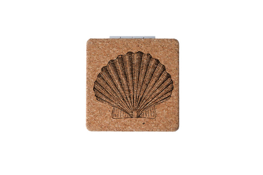 'Shell' Square Cork Compact Mirror