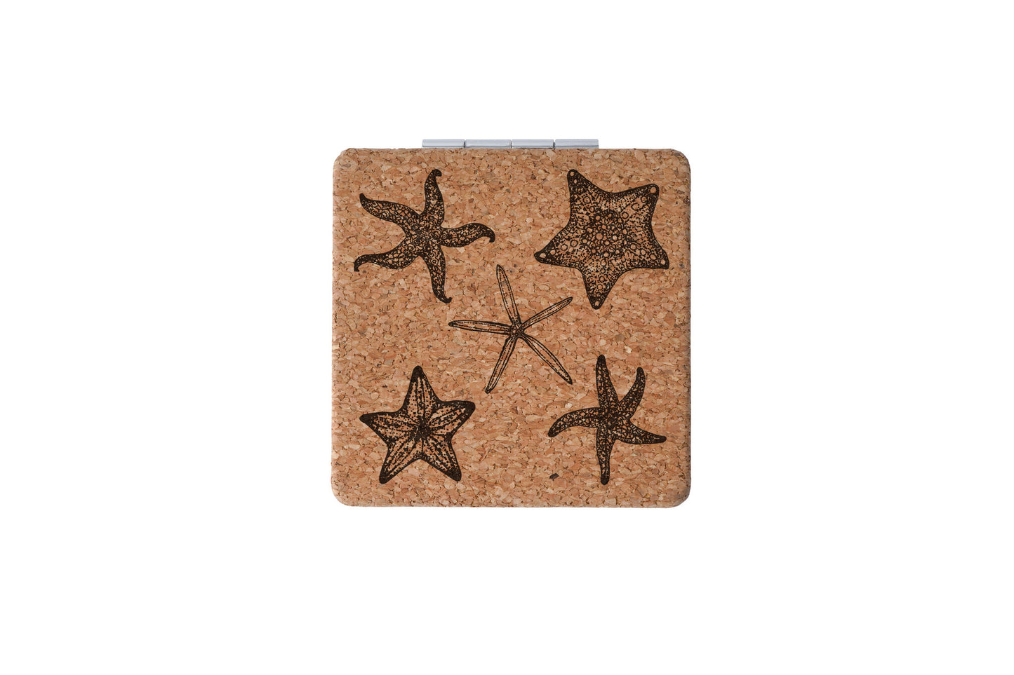 'Starfish' Square Cork Compact Mirror