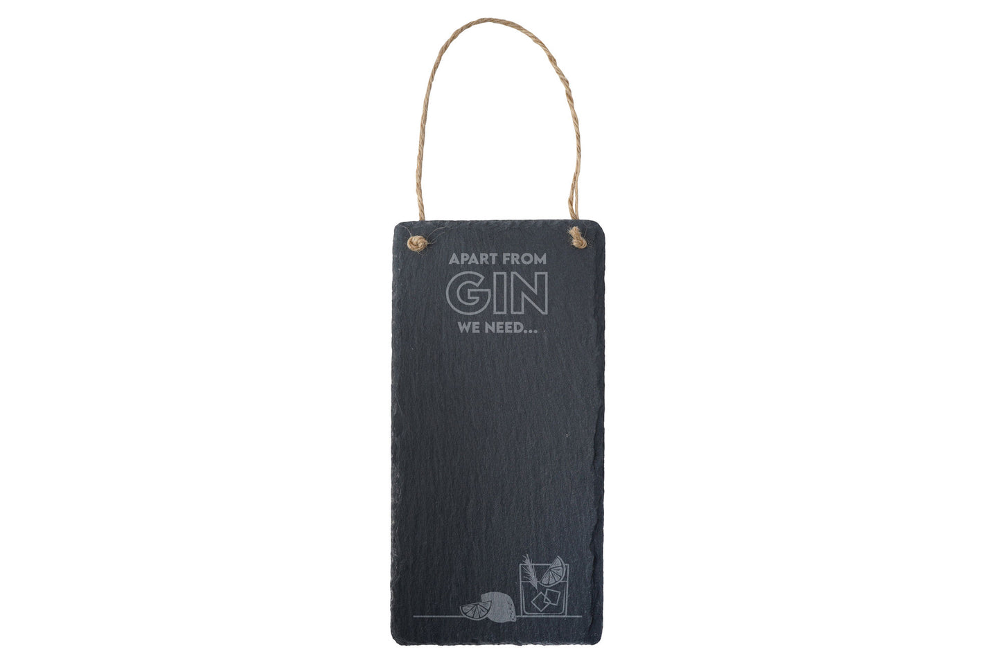 Long Slate Memo Board 'Apart From Gin...' | Homeware | Kitchen Sign | Home Decor | New Home Gift