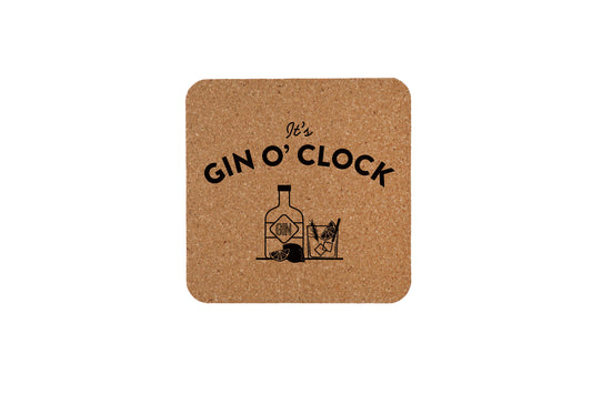 'It's Gin O' Clock' Square Cork Coaster