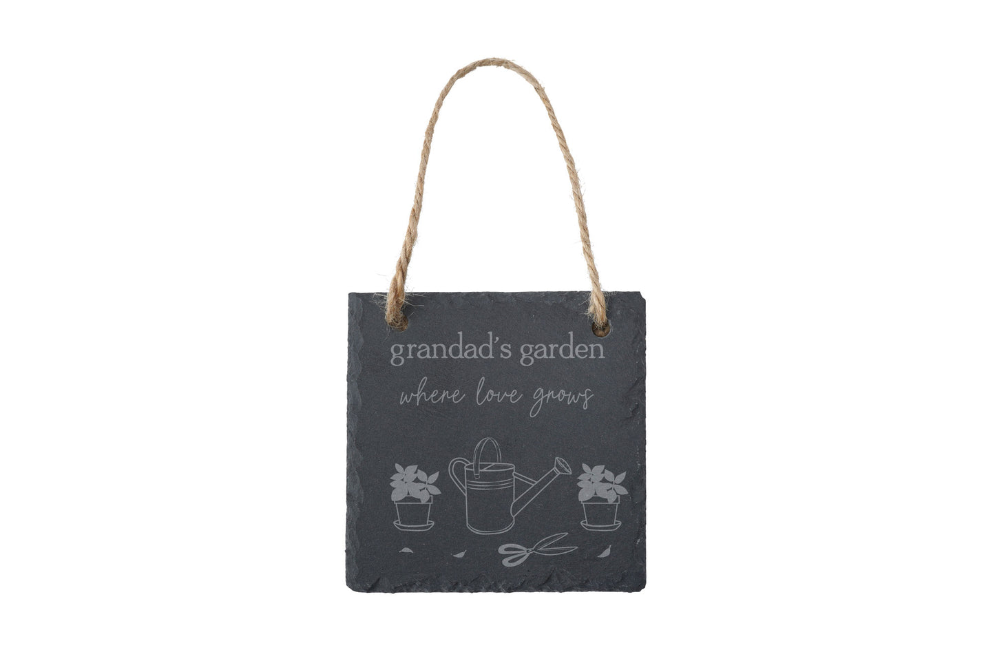 Square Slate Hanger - 'Grandad's Garden, Where Love Grows' | Garden Hanger | Home Decor | Rustic Slate