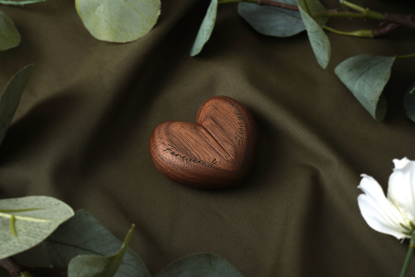 'Forever And Always' Wooden Heart Ring Box