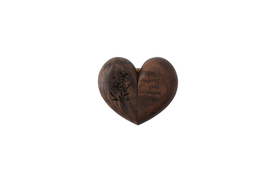 'Love You Mum' Wooden Heart Ring Box