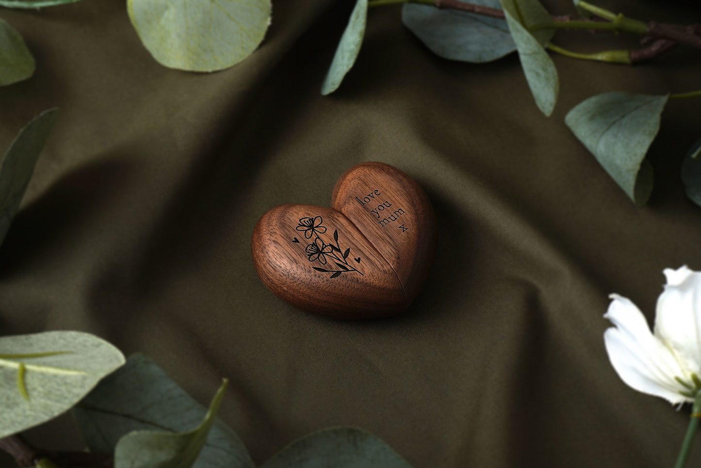 'Love You Mum' Wooden Heart Ring Box