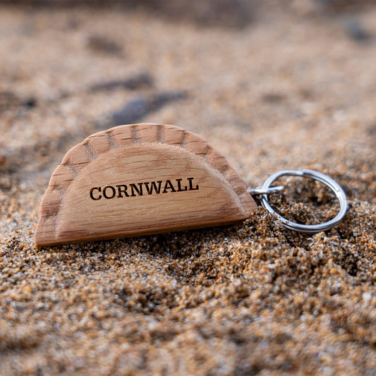 Cornish Gifts 'Cornwall' Oak Cornish Pasty Keyring | Perfect Gift | House Keys | Novelty