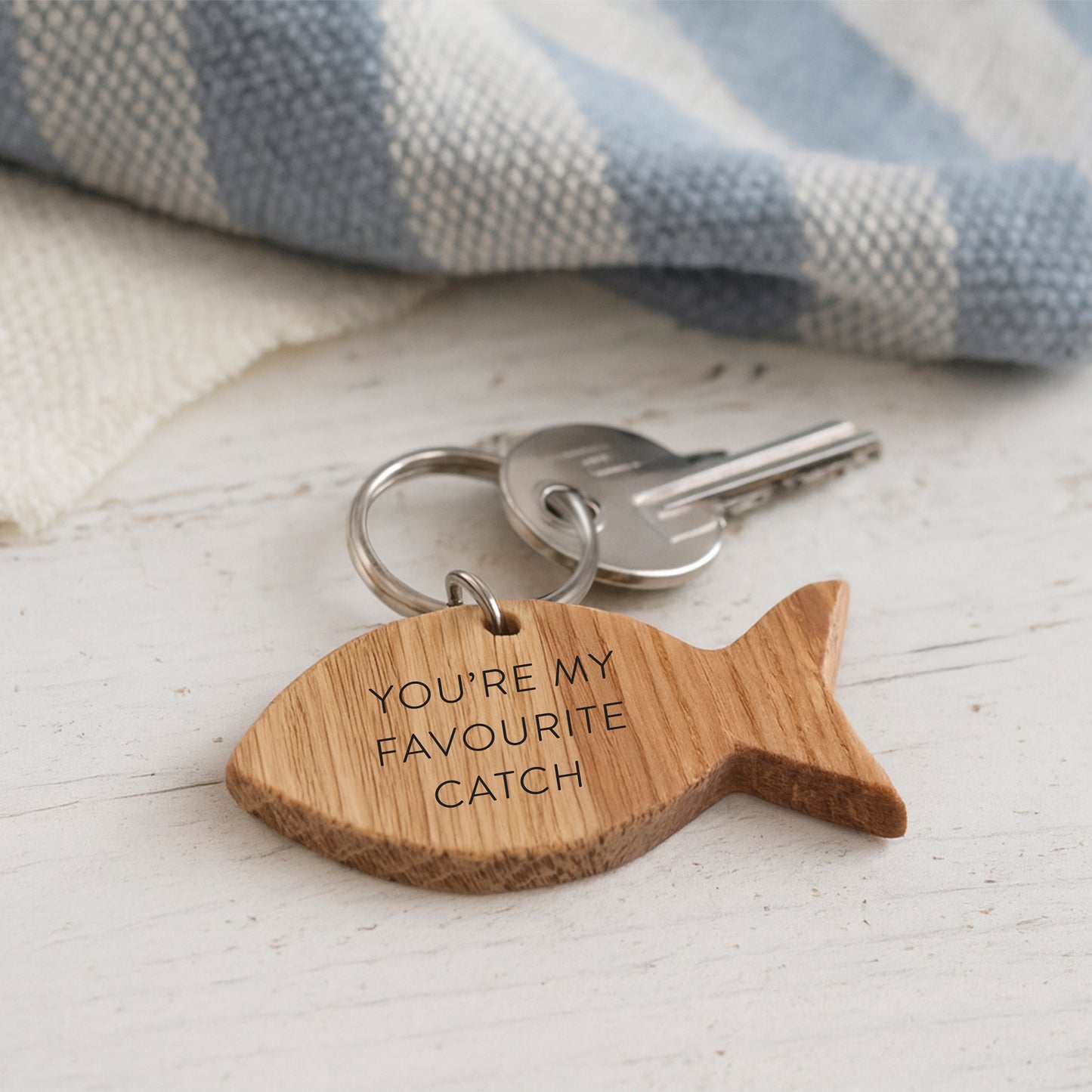 Oak Fish Keyring 'You're My Favourite Catch' | House Keys | Novelty