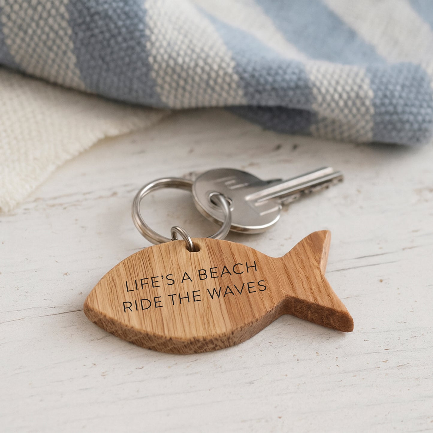 Oak Fish Keyring 'Life's A Beach Ride The Waves' | House Keys | Novelty
