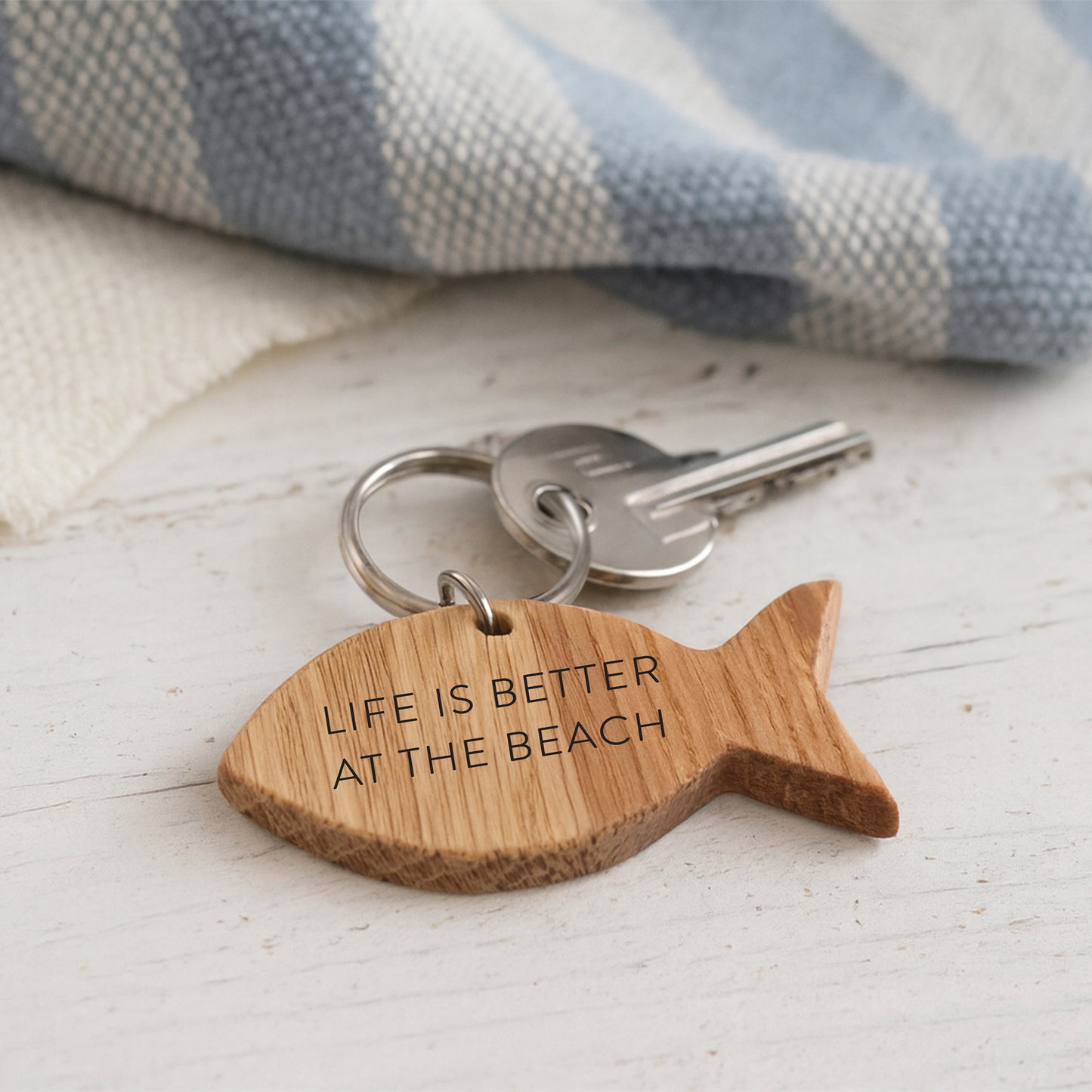 Oak Fish Keyring 'Life Is Better At The Beach' | House Keys | Novelty