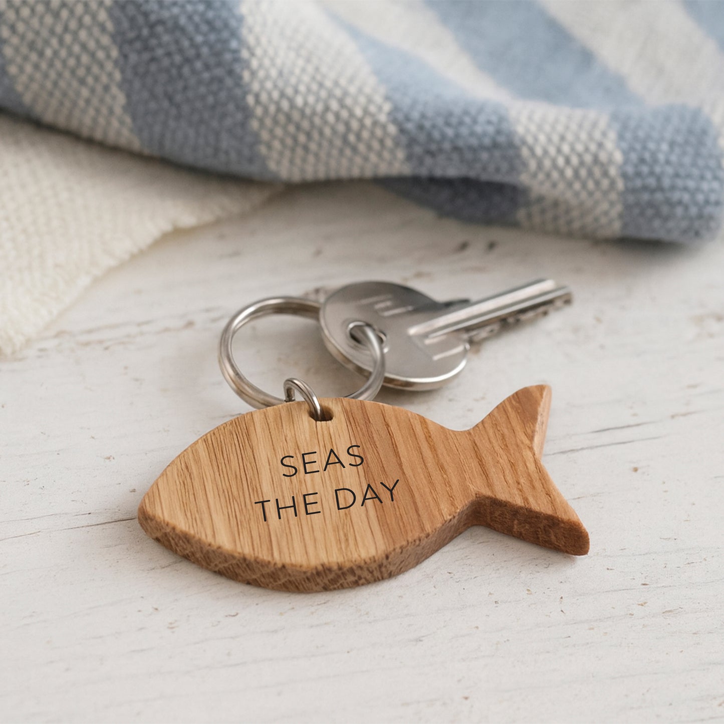Oak Fish Keyring 'Seas The Day' | House Keys | Novelty