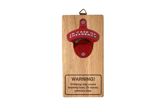 'Warning' Wall Mounted Emergency Bottle Opener