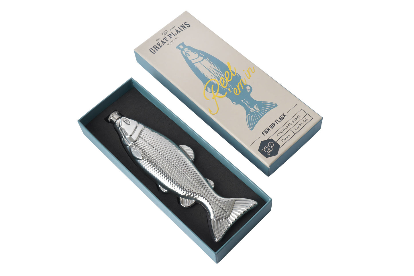 Great Plains Fish Hip Flask In Gift Box | Fishing Gift | Father's Day | Birthday | Novelty