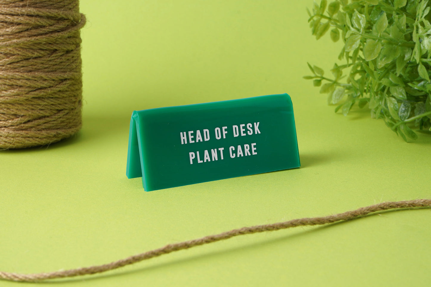 Green Acrylic Desk Sign |  'Head Of Desk Plant Care' | Office | Desk Sign