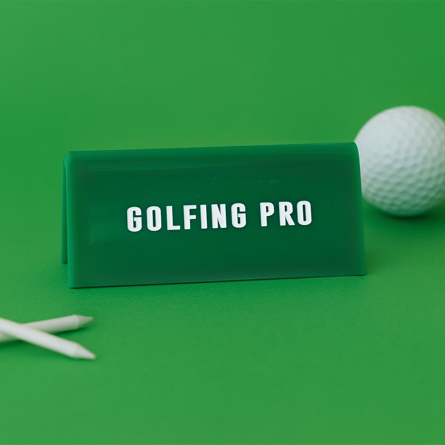 Green Acrylic Desk Sign | 'Golfing Pro' Green Desk Sign | Office | Desk Sign