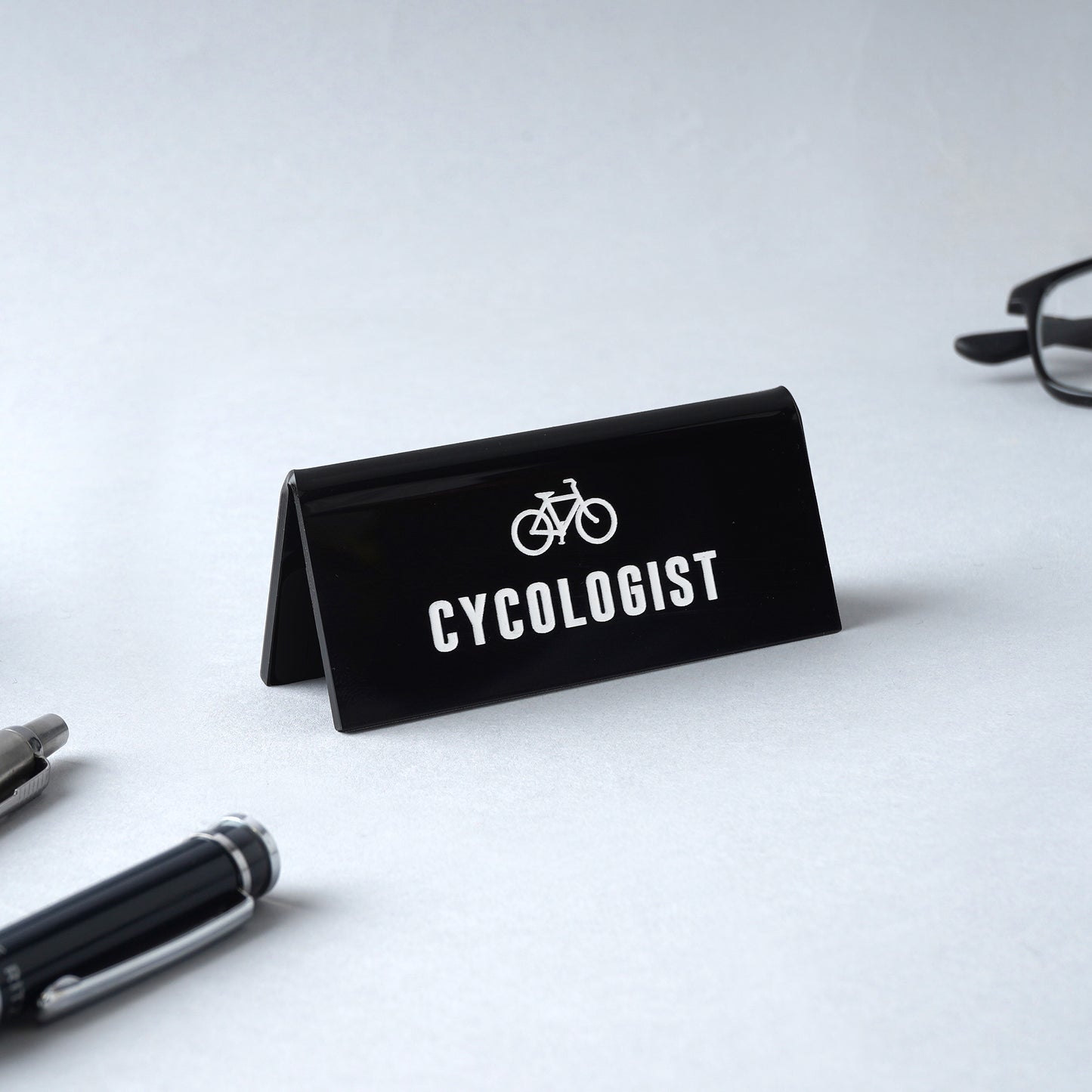 'Cycologist' Black Desk Sign