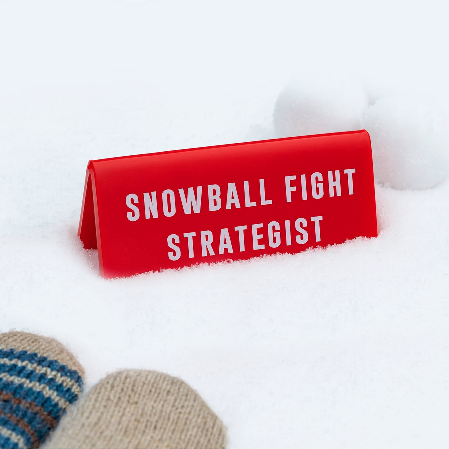 Red Desk Sign 'Snowball Fight Strategist' | Office | Desk Sign