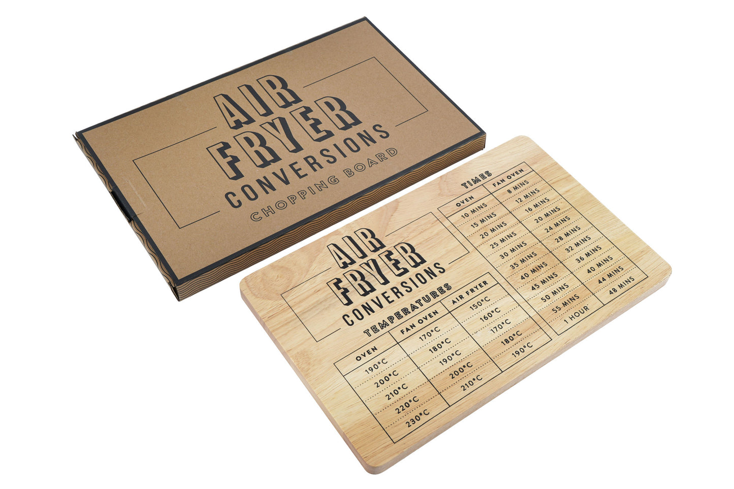 Wooden Air Fryer Kitchen Conversions Chopping Board in Gift Box | Features Temperature and Time | Gift for Home | Kitchen and Tableware