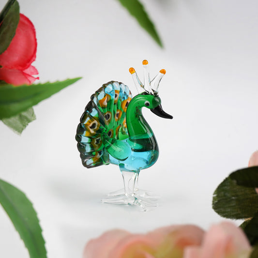 Artisan Glass Peacock In Gift Box • Decoration • Ornament • Collectable • Gift For Home • Home Decor