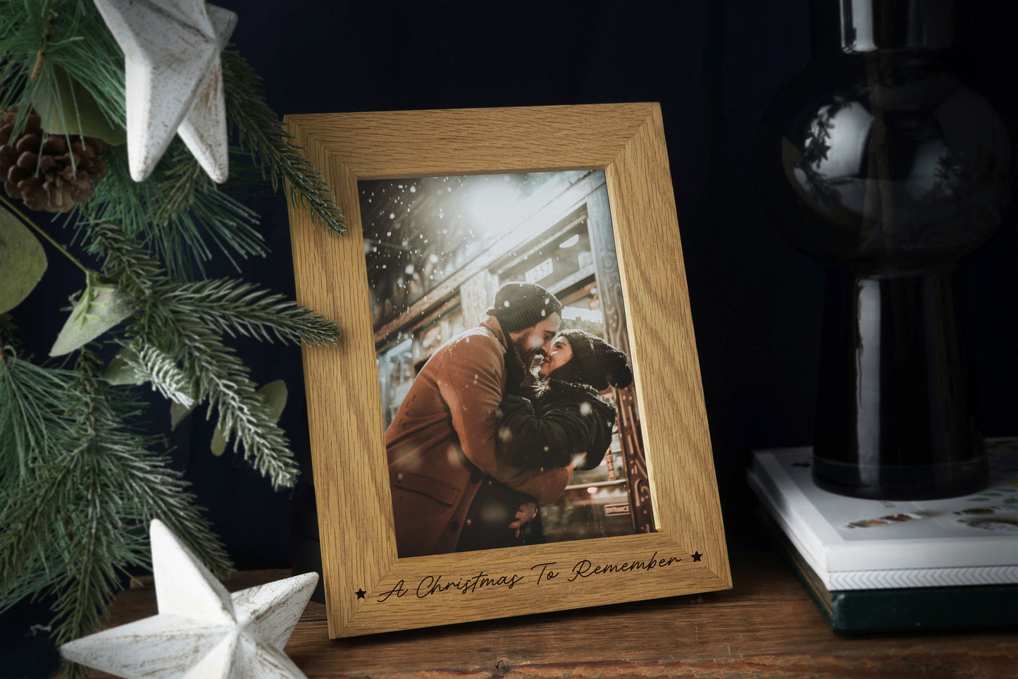 'A Christmas To Remember' 4x6 Oak Photo Frame