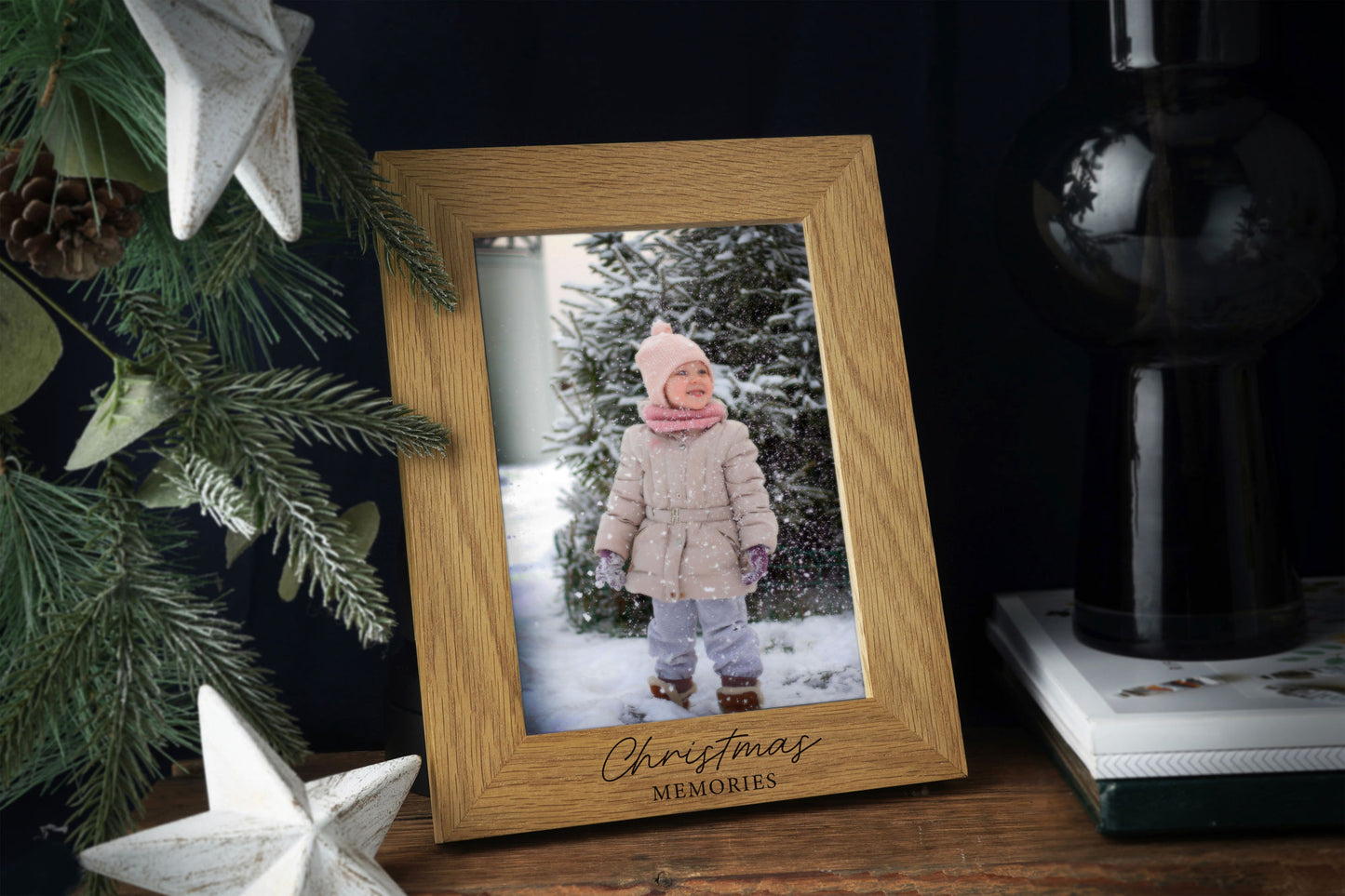 'Christmas Memories' 5x7 Oak Photo Frame