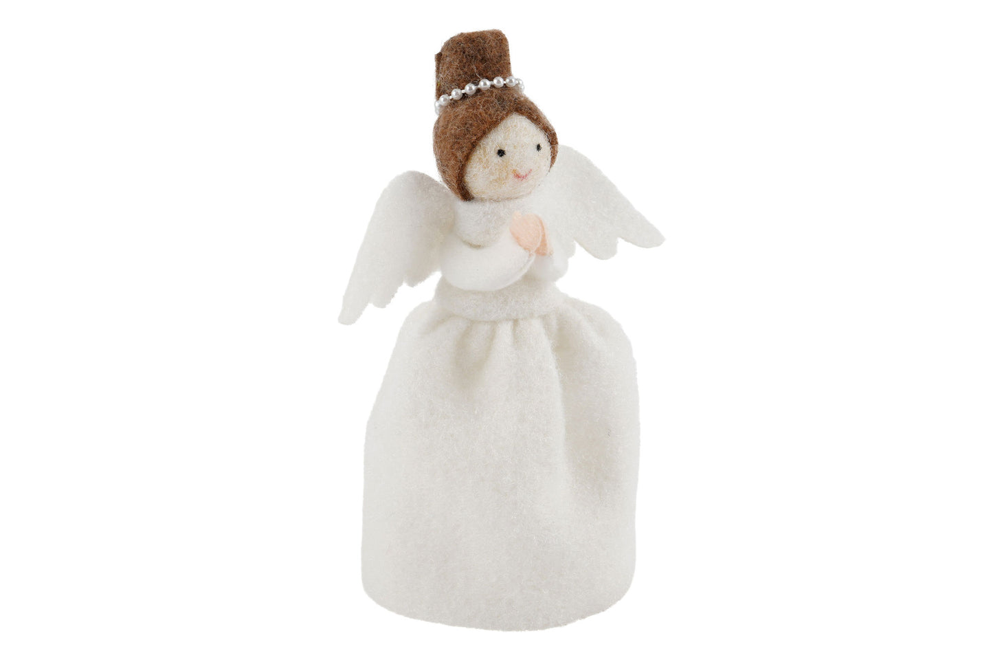 Felt Dark Haired Angel Christmas Tree Topper | Festive Decor