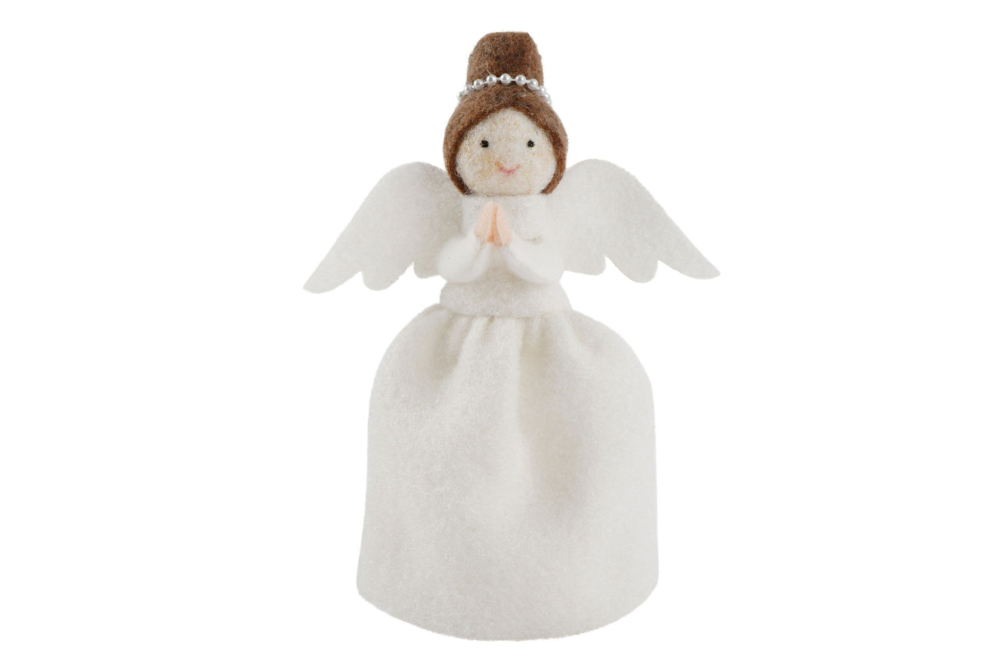 Felt Dark Haired Angel Christmas Tree Topper | Festive Decor